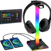 Gaming LED Headset Stand with 2 USB charging ports