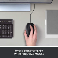 Logitech B100 Wired USB Mouse, 3-Buttons, Black
