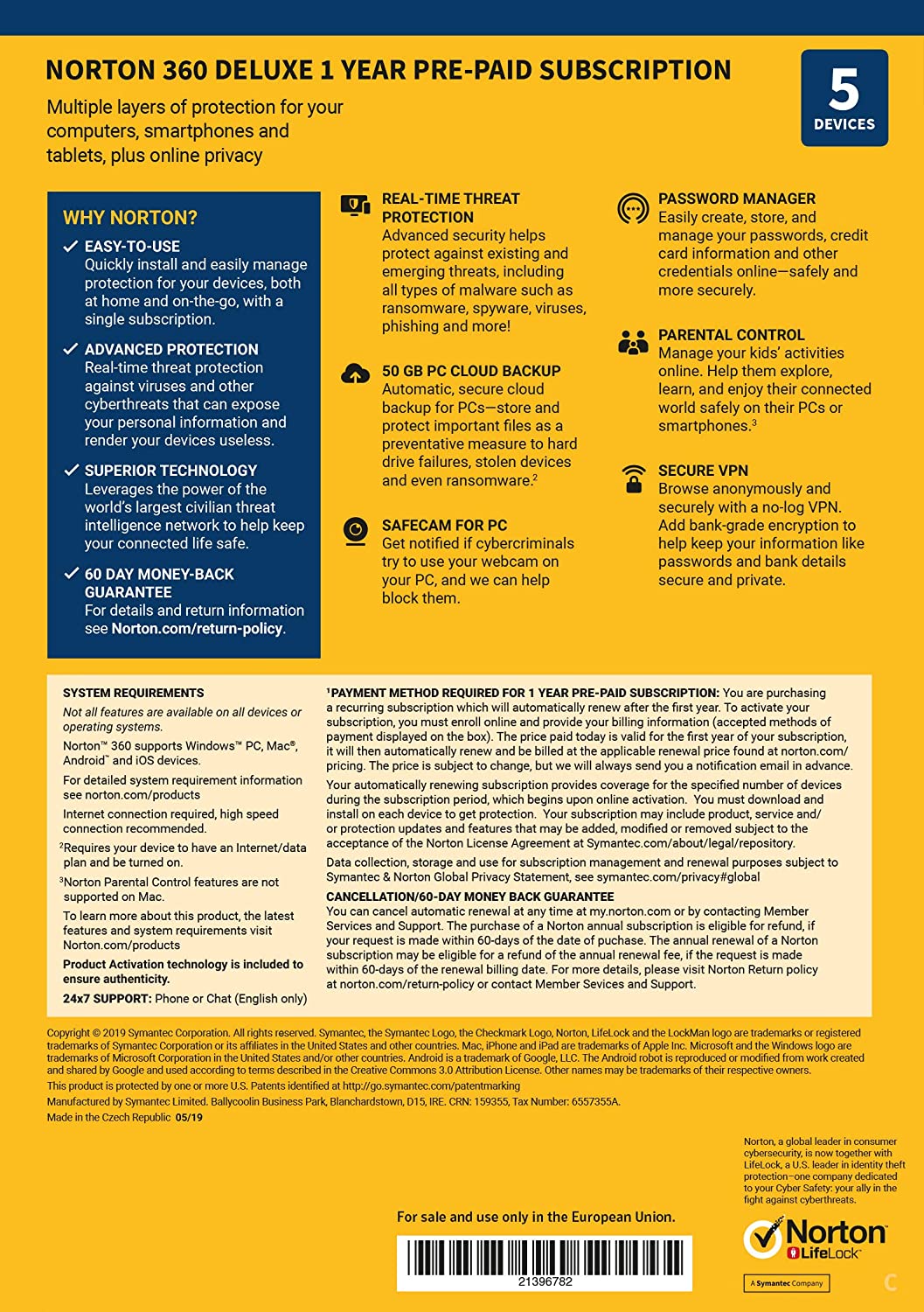 Norton Security 360 Standard 5-Device 1year | 2021 edition