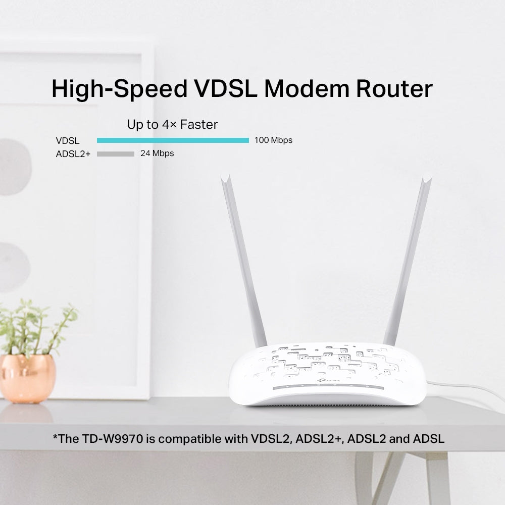 TP-Link VDSL/ADSL 300 Mbps Wi-Fi Modem Router
