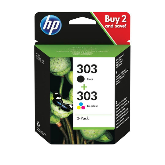 HP 303 2PACK TRI COLOR BLK ORIG INK CART